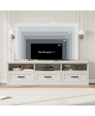 TV Stand for in TV, Entertainment Center with Storage Drawer, Mid-Century Modern TV Console with Open Shelves