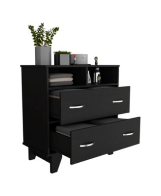 Modern 4 Drawer Dresser MDF Cabinet with Wheels for Bedroom Living Room Entryway