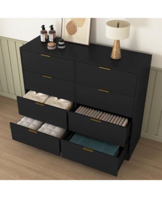 Tall 8 Drawer Dresser 47.2-Inch-Wide Wood for Bedroom Closet Storage