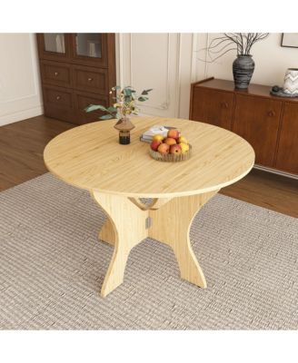 Folding Dining Table, Round MDF Drop Leaf Table for 2–4 People, for Kitchen, Balcony, or Small Apartments