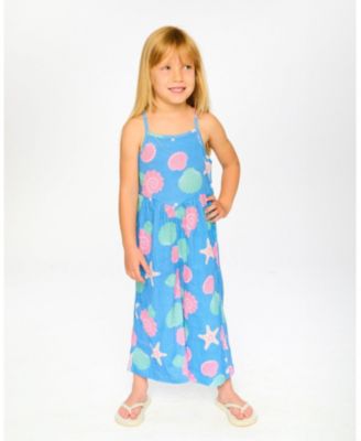 Little Girls Crinkle Jersey Shell Print Jumpsuit