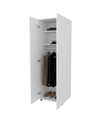 Pisinemo Armoire with Two Doors and Hanging Rod Bedroom Storage Organizer