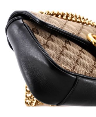 Mini GG Marmont Flap Bag Diagonal Quilted GG Canvas with Leather