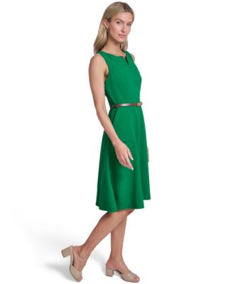 women's green dress shoes Dark green leather high-vamp 