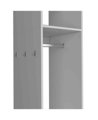 63inch Cluster Armoire with Mirror 3 Shelves Casters Hanging Rod