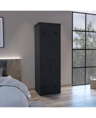 Armoire with 1 Drawer 1 Hinged Drawer Handles Hanging Rod