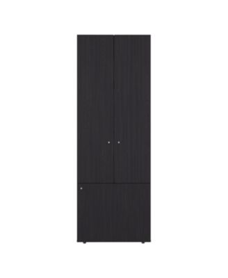 Wenge Tolleson 3 Door Tall Wardrobe Armoire 4 Shelves Hanging Rod Freestanding Storage