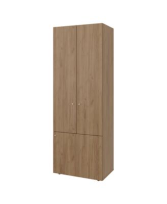 Tolleson 3-Door Tall Wardrobe Armoire 4 Shelves Hanging Rod Freestanding Storage