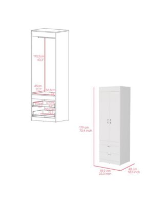 Taranto Armoire Finish with Double Door Cabinet Two Drawers and Hanging Rod