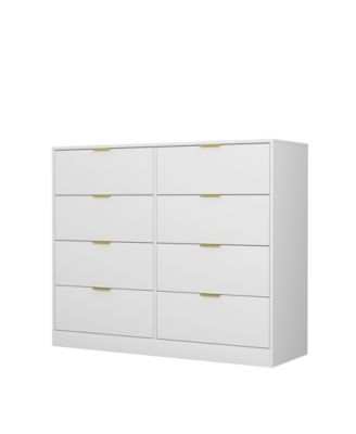 6 Drawer Dresser with Glass Front Drawers Wood for Bedroom Living Room