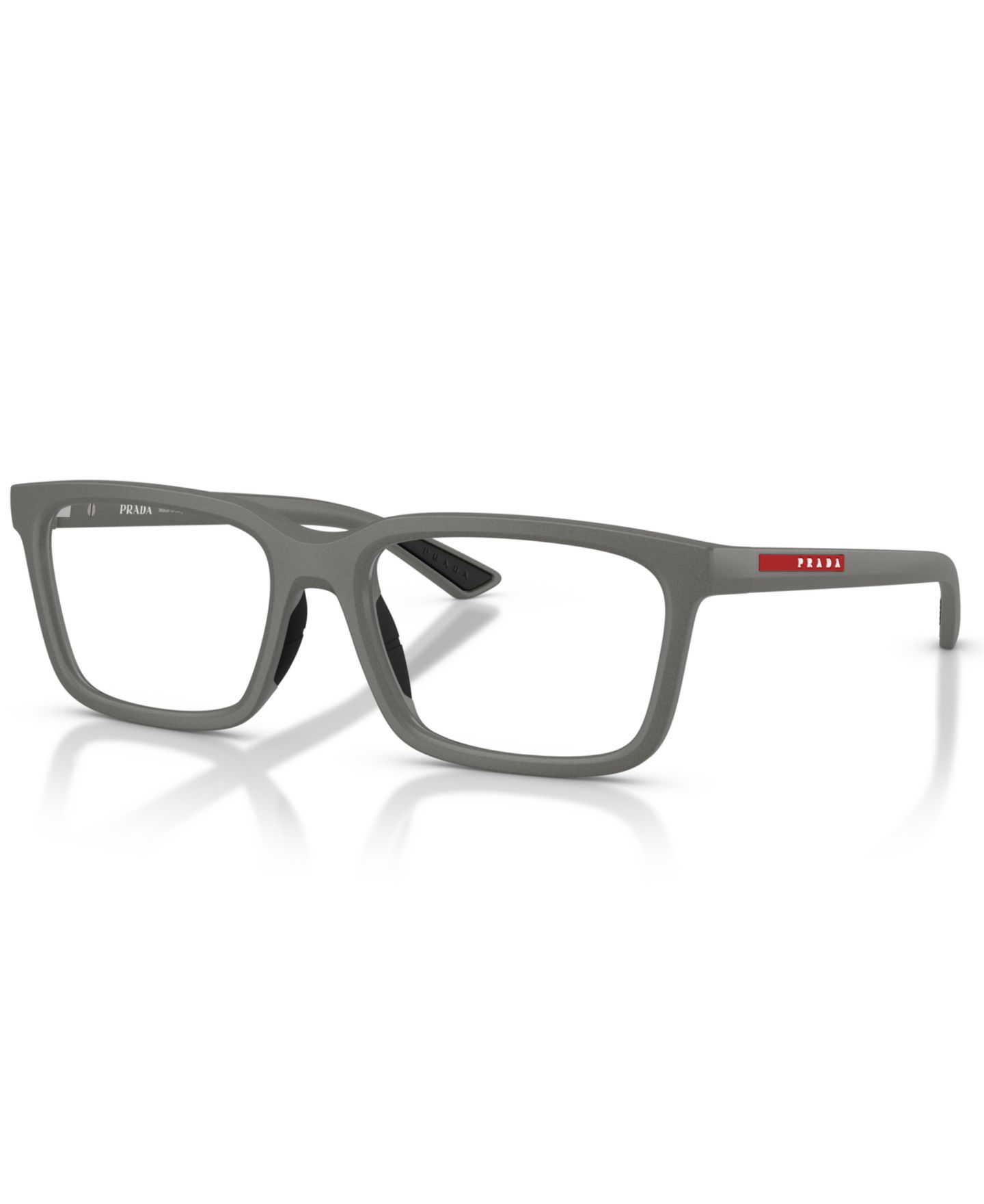 Мужские очки PRADA LINEA ROSSA Man Rectangle Plastic PS 02SV Eyeglasses, цвет: Металлический серый — фото 1