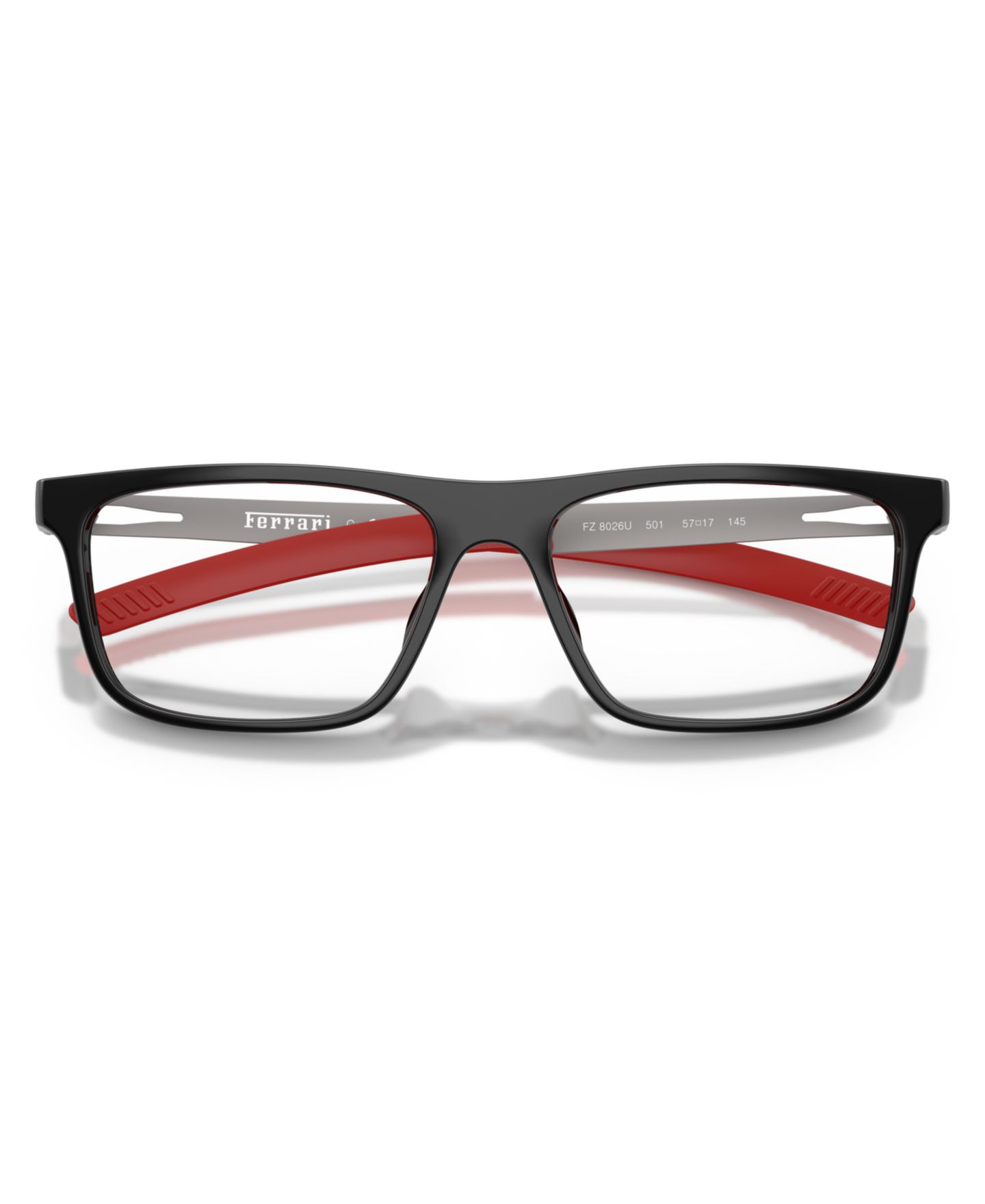 Мужские очки Scuderia Ferrari Man Pillow Plastic FZ8026U Eyeglasses, цвет: Чёрный блестящий — фото 6