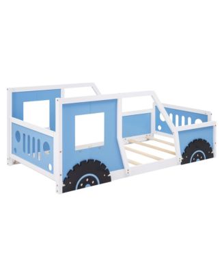 Classic Car Shaped Platform Bed Wheels Pine Wood MDF Frame