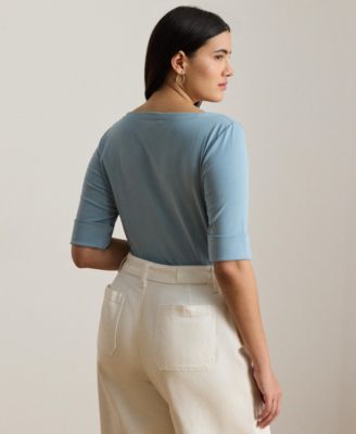 Plus Size Cotton Boatneck T-Shirt