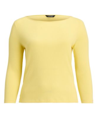 Plus Size Rib-Knit Boatneck T-Shirt