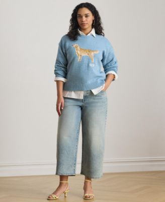 Plus Size Intarsia-Knit Golden Retriever Sweater