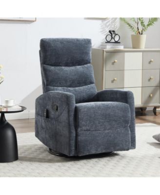 Chenille Recliner Chair with Heat, Massage, Rocker & Swivel Features