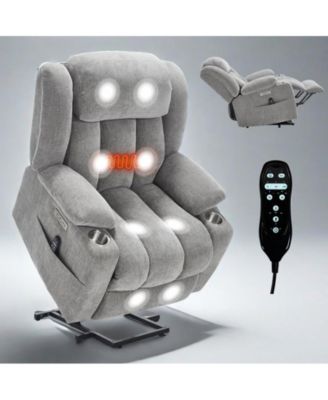 Recliner Chair with 8-Point Vibration Massage and Lumbar Heating, USB and Type-C Ports, Stainless Steel Cup Holders