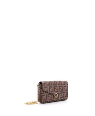 F is Fendi Envelope Clutch on Chain Zucca Embossed Leather