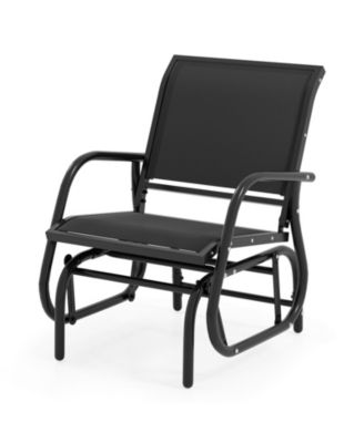 Rocking Chair w/ Study Metal Frame Comfortable Single Glider Patio Chair