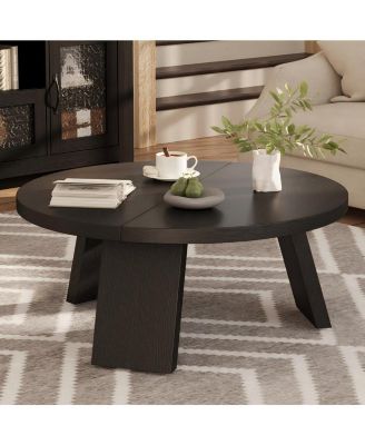 335" Round Coffee Table, Modern Circle Center Table with Inclined Legs, Accent Cocktail Tables for Living Room, Bedroom, Easy Assembly