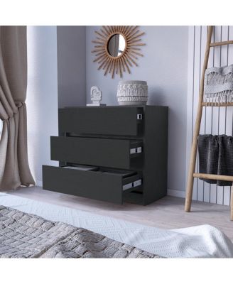 Three Drawer Dresser Modern Wengue Finish Compact Storage Organizer 4.1 inch H 12 inch W for Home Bedroom