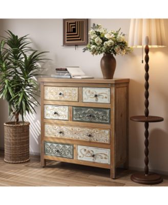 Rustic 4 Drawer Dresser Sturdy Construction for Bedroom Living Room Storage