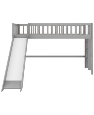 Low Loft Bed With Ladder And Slide Pine Wood MDF Construction