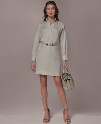 Women's Long-Sleeve Belted Dress