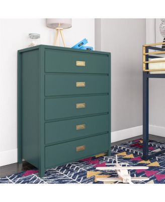 Contemporary 5 Drawer Dresser Maple Finish Sturdy Construction for Bedroom Living Room Storage