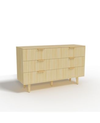 6 Drawer Fluted Wooden Dresser 47.24W 14.96D 33.06H for Bedroom Nursery Entrance with Wave Pattern