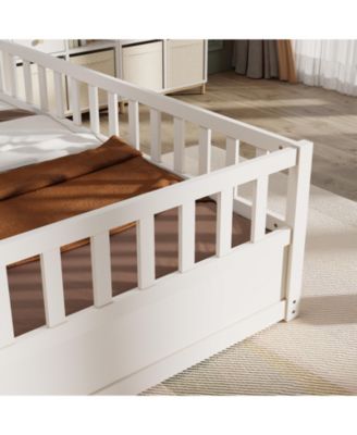 Montessori Wood Floor Bed High Security Barrier Door