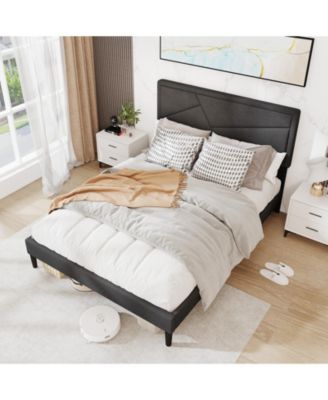 Upholstered Platform Bed Frame with High Headboard