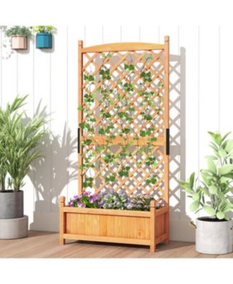 60 Inch Tall Raised Garden Bed with Diamond Trellis
