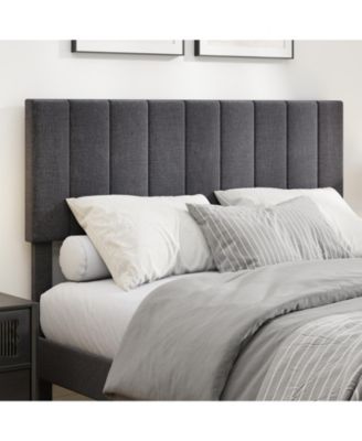 Velvet Upholstered Platform Bed with Adjustable Headboard