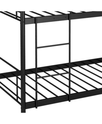 Metal Bunk Bed with Ladder and Full Length Safety Guardrails