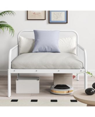 Extendable Metal Daybed with Guardrails and Armrests