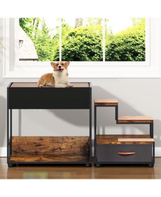 Vintage Pet Window Perch – Bunk Bed Style Elevated Lounge with Non-Slip Pads & Storage, for Dogs & Cats