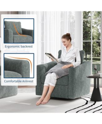 Accent Chair for Living Room, 360° Swivel, Modern Linen Armchair, Comfy Upholstered Seat, Single Sofa