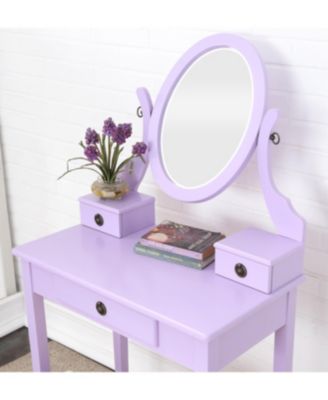 Chic Standard Vanity Table with Basic Standard Mirror Classic and Cushioned Stool