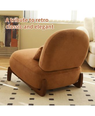 Velvet Accent Chair, Comfy Reading Chair, Cute Living Room Chair with Solid Wood Legs and Soft Cushion for Bedroom, Balcony