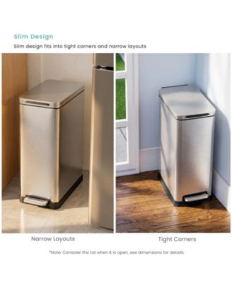 11 Gallon Kitchen Trash Can with Soft-Close Lid and Slim Stainless Steel Design
