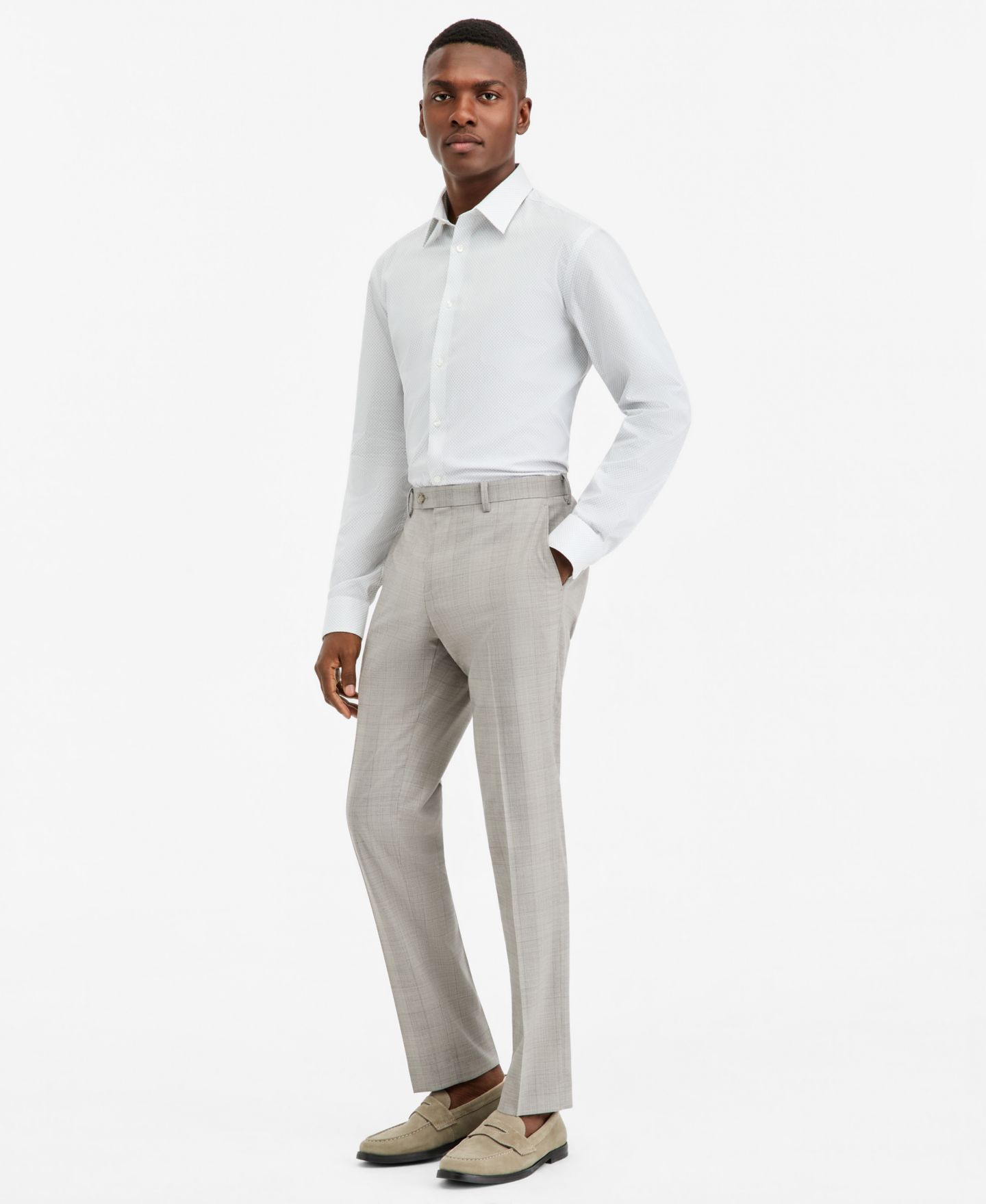 Мужские брюки Ted by Ted Baker Modern-Fit Gray Plaid Suit Separate, цвет: Серебряный / Серый — фото 2