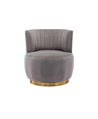 Velvet Swivel Barrel Chair - Modern Upholstered Accent Chair, Round Armchairs with Gold Base for Living Room, Bedroom