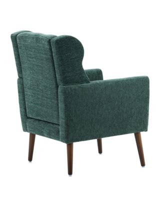 Chenille Accent Chair, Modern Upholstered Armchair with Waist Pillow and Tapered Wooden Legs for Living Room, Small Space