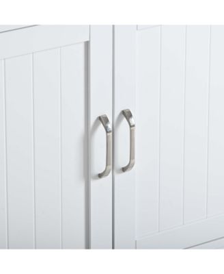 Cat Litter Box Enclosure with Hidden Plug – 2-Door Wooden Bench & Side Table