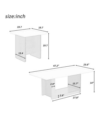 Nesting Coffee Tables Set of 2, Small Square Coffee End Table, Wood Look Center Table with Metal Frame for Living Room.