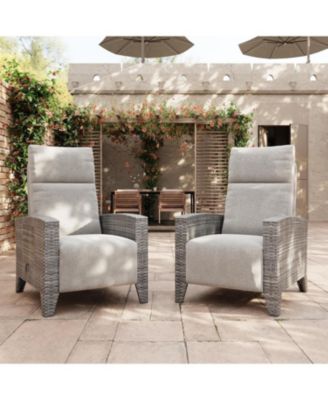 Wicker Recling Patio Chair with Independent Adjustable Back and Footrest Air Pump Lay Flat Reclining Chair Outdoor Recliner Chair