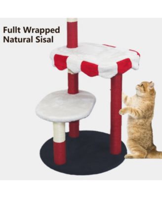 Multi-Level Cat Tree with Removable Perch & Scratching Posts – Includes Hanging Toy,Red