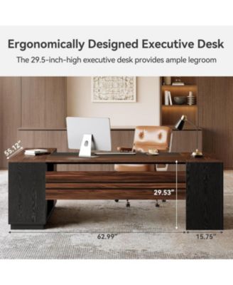 L Shaped Executive Desk with File Cabinet, 78.7'' Extra Large Home Office Desk with Drawers, Professional Spacious Workstation